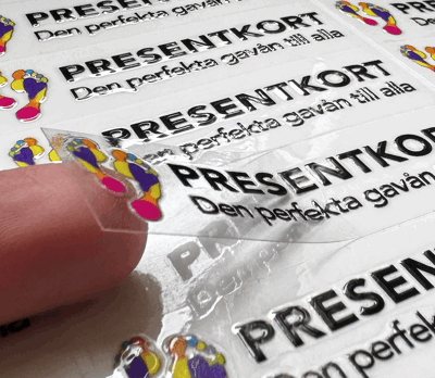 UV-Klistermärke Presentkort